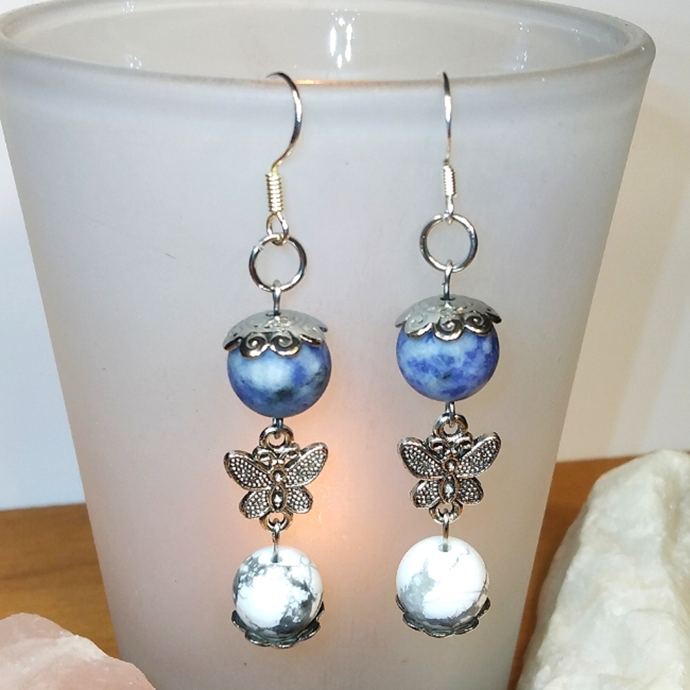 Blue Spot Jasper and White Howlite earrings